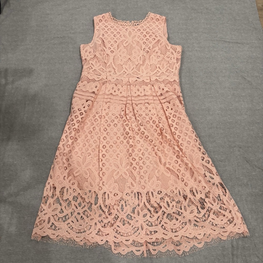 Veiisar Women's XXL Sleeveless Lace Fit & Flare Cocktail Party Pink Dress